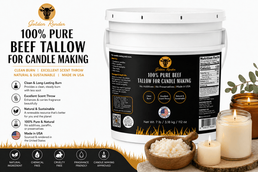 100% Pure Beef Tallow for Candle Making - Golden Render