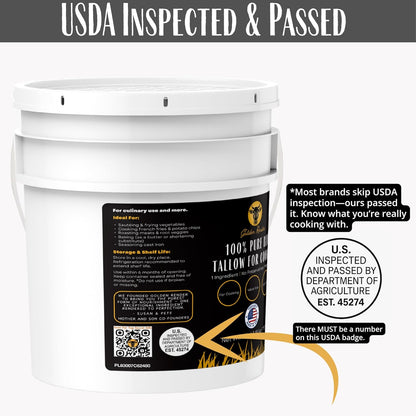 100% Pure Beef Tallow for Cooking & Deep Frying - 7lb Bulk Size - Food Grade Non - GMO - Golden Render