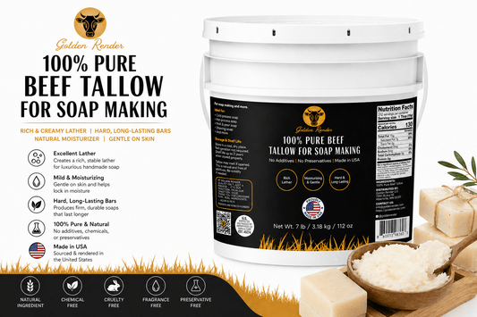 100% Pure Beef Tallow for Soap Making - Golden Render