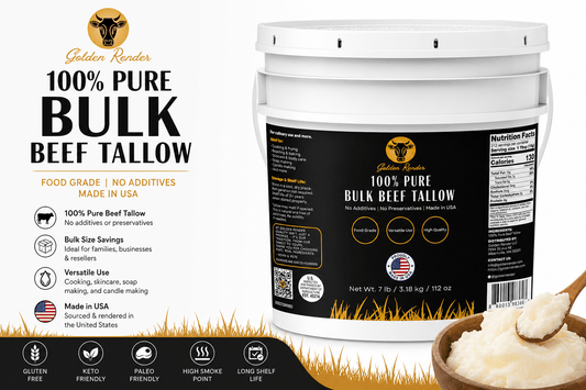 100% Pure Bulk Beef Tallow - Food Grade - Non GMO - Golden Render