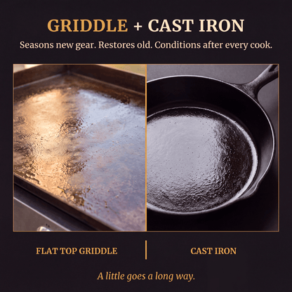 Beef Tallow Griddle & Cast Iron Seasoning + Conditioner Oil – Seed Oil Free - Golden Render