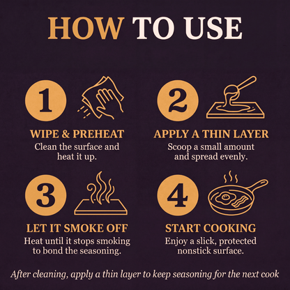 Beef Tallow Griddle & Cast Iron Seasoning + Conditioner Oil – Seed Oil Free - Golden Render