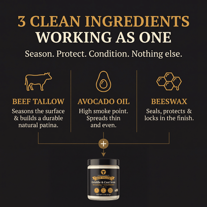 Beef Tallow Griddle & Cast Iron Seasoning + Conditioner Oil – Seed Oil Free - Golden Render